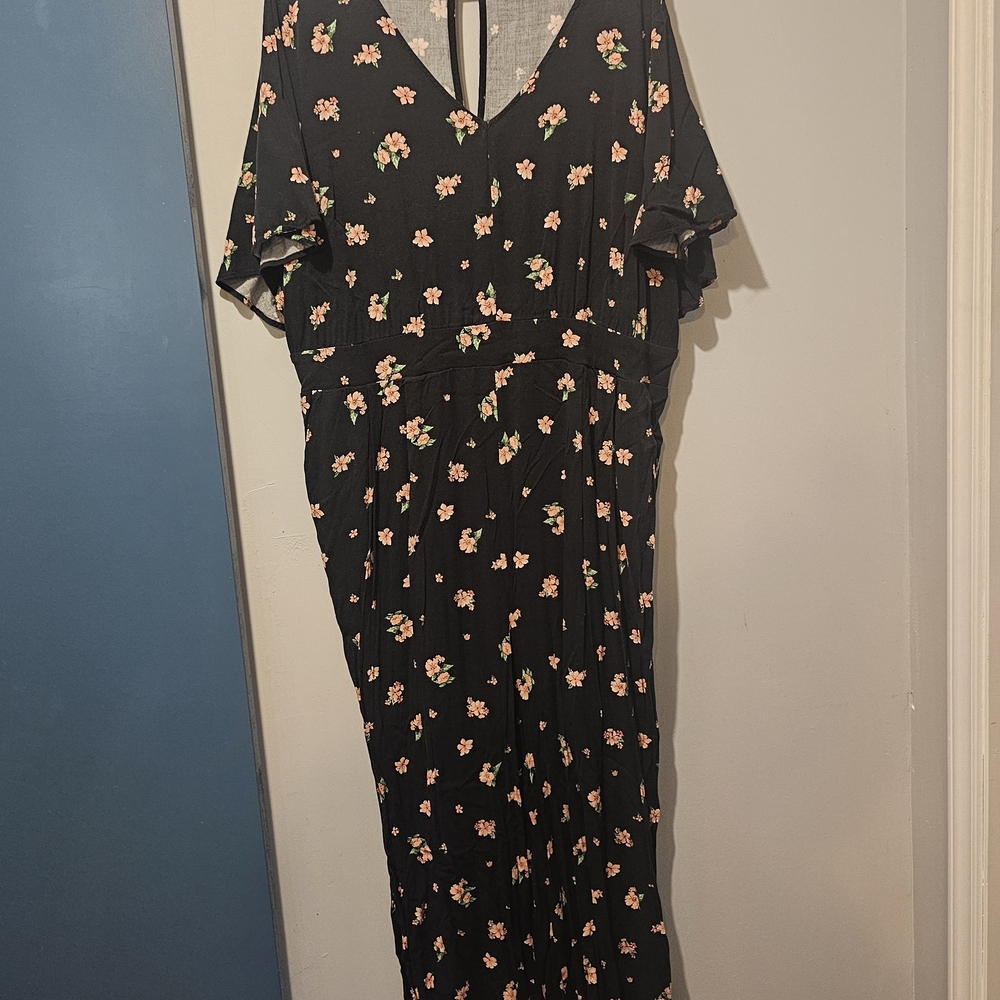 Floral Black Jumpsuit - Size 3 *Custom Length
